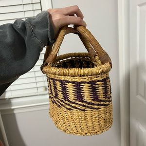 Handmade straw mini basket/purse